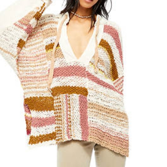 Free People Bayside Knit Drapey Pullover Sweater In Romance Combo Size Large NWT - Picture 12 of 12